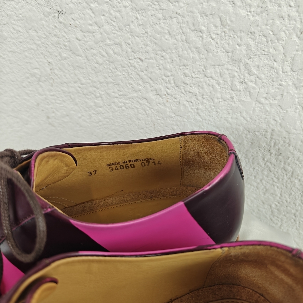 The Office of Angela Scott Colorblock Leather Oxford Shoes Sz 37 (US 6.5) Preppy - Picture 9 of 16